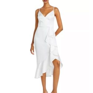 White ruffled midi dress